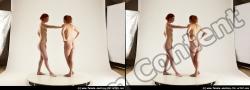 Nude Woman - Woman White Standing poses - ALL Slim long red 3D Stereoscopic poses Pinup